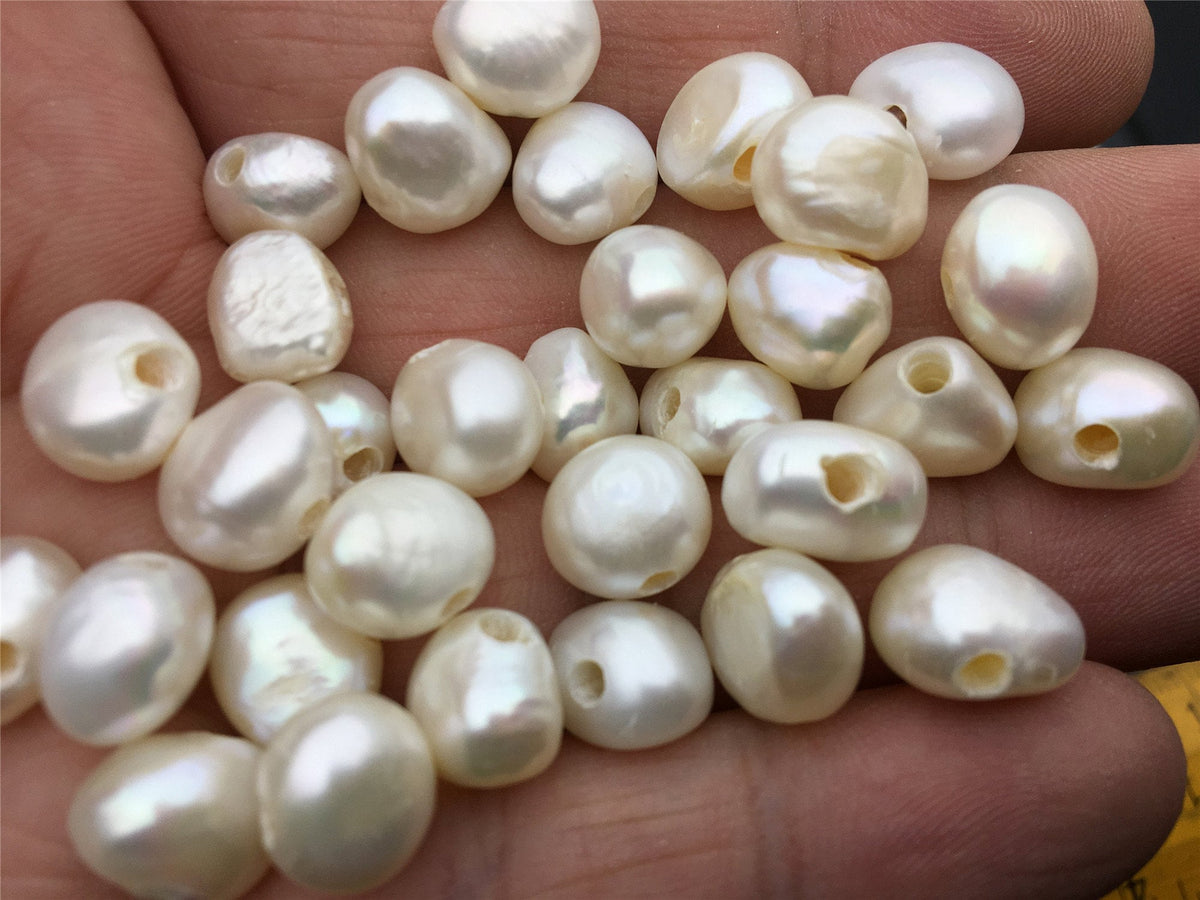 30pcs AA 9-10mm white nugget freshwater pearls,2.2mm large hole pearls,custom jewelry material,LM9-2A-11-1