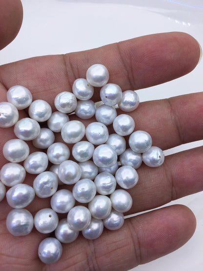 30pcs AA+ 8-8.5mm white baroque near round freshwater pearls,half hole,RP8-T5