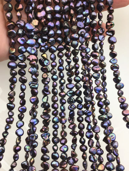 AAA 5-6mm Small Black Rainbow Keshi Freshwater Pearls,ZS-130-5