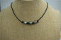 HandMade Fashion Three Tahitian pearl Leather Choker Necklace, men or women choker, Black Leather Pearl necklace,Le11-007
