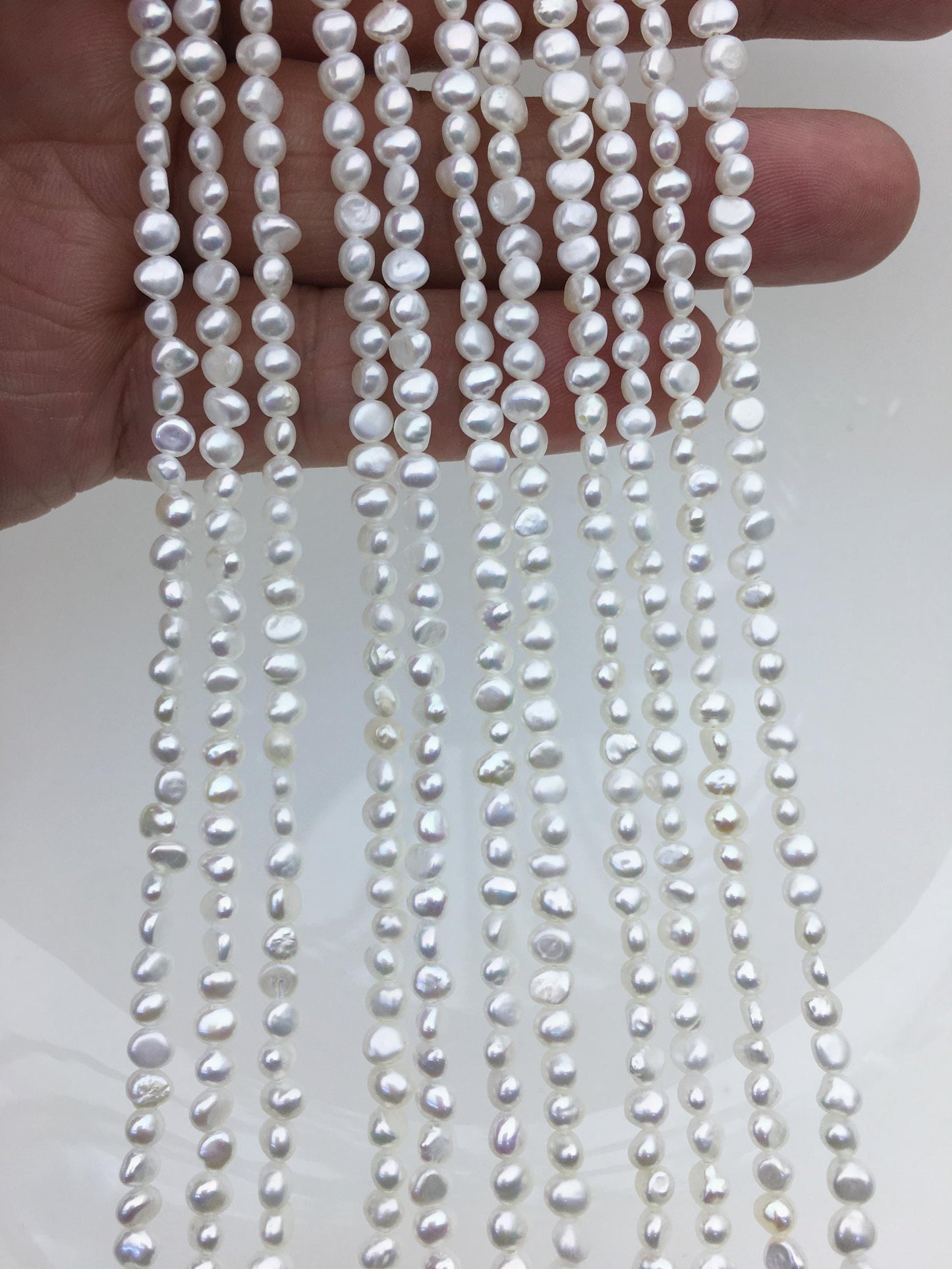 AAA 3-3.5mm Tiny white irregular nugget freshwater pearls,LM3-3A-1