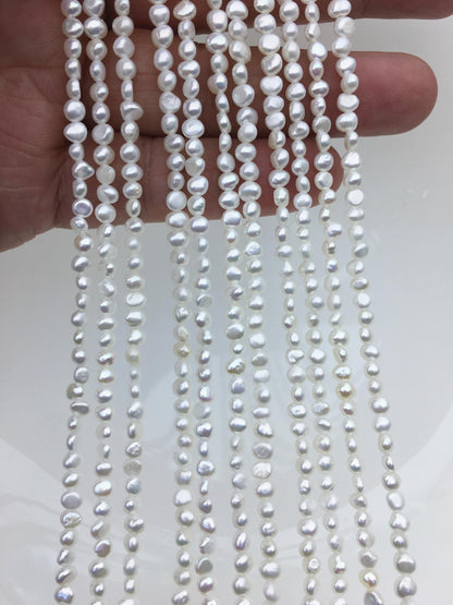AAA 3-3.5mm Tiny white irregular nugget freshwater pearls,LM3-3A-1