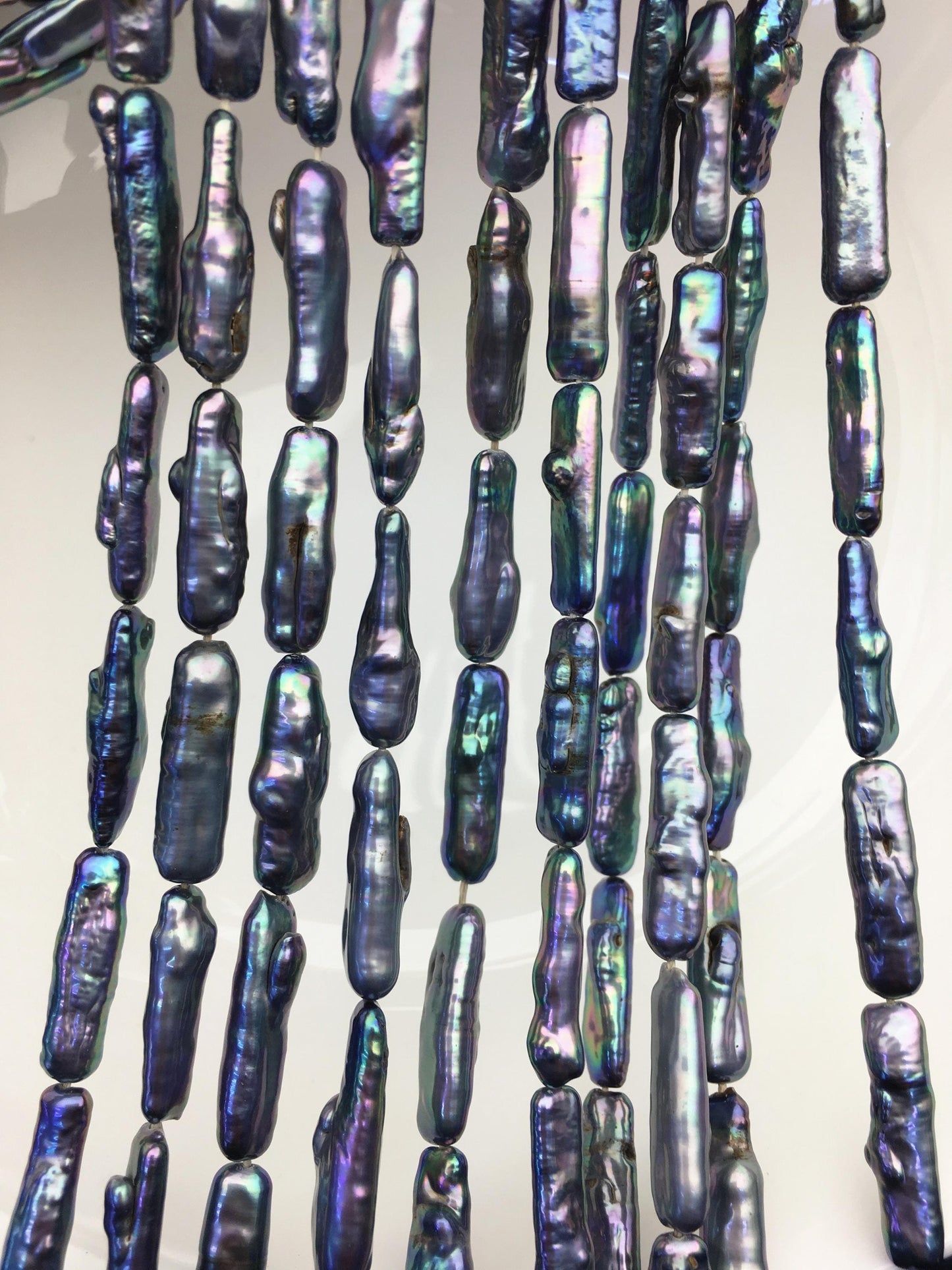 15.5'' AA 5-7mm Black Blue rectangle pearls,ZS-80-25-16