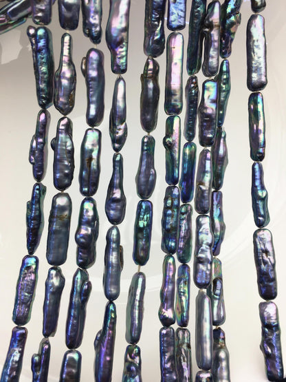 15.5'' AA 5-7mm Black Blue rectangle pearls,ZS-80-25-16