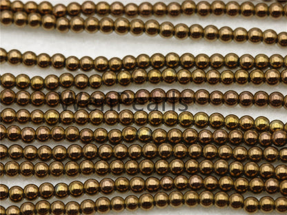 Hematite Brown,2mm Smooth Round beads, 2mm Bronze beads,AAA,180 beads,15.5 inches,G50-R2-006