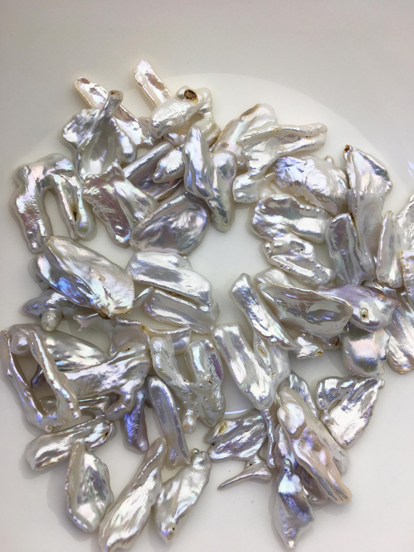 39pcs A+ 13-20mm white biwa keshi Freshwater Pearls, no hole,ZS-80-1-12