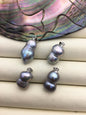 3pcs AAA 11-13mm gray baroque gourd pearl pendant necklace,S925 Sterling silver pendant,NC1-T60