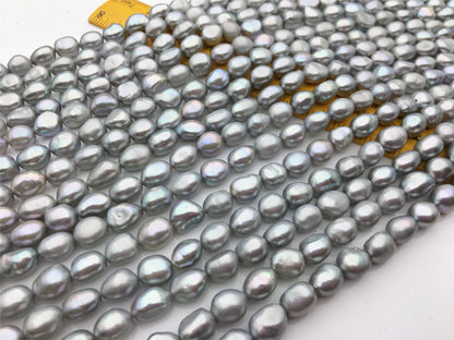AAA 8.3-9.2mm gray nugget freshwater pearls,Irregular Beads for Pearl Necklace bracelet,gray baroque pearl strand,LM9-3A-31