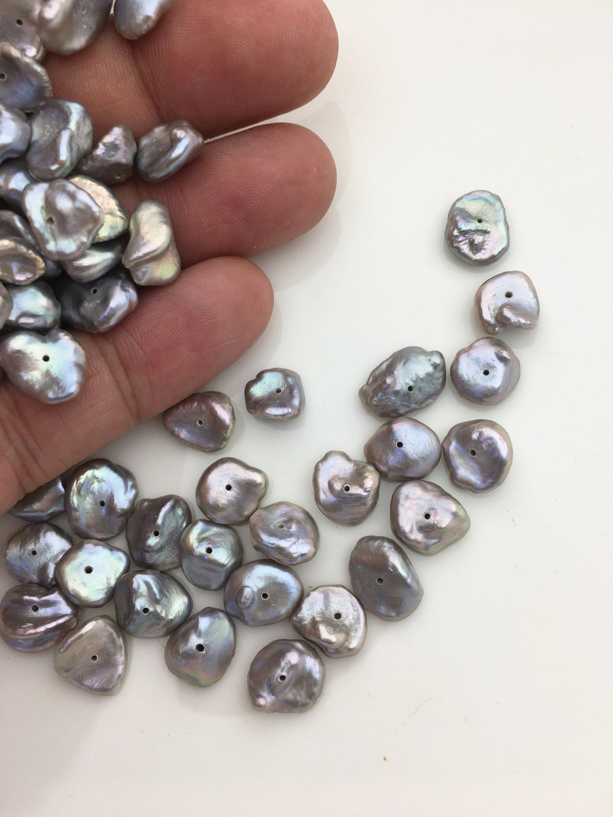 25pcs AA+ 9-10mm Gray Keshi freshwater pearls,center drill,ZS-127-T4