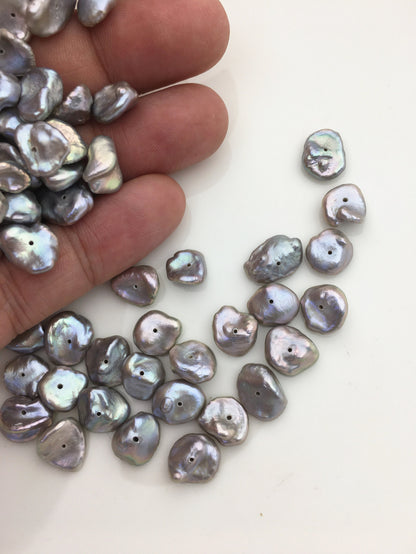 25pcs AA+ 9-10mm Gray Keshi freshwater pearls,center drill,ZS-127-T4