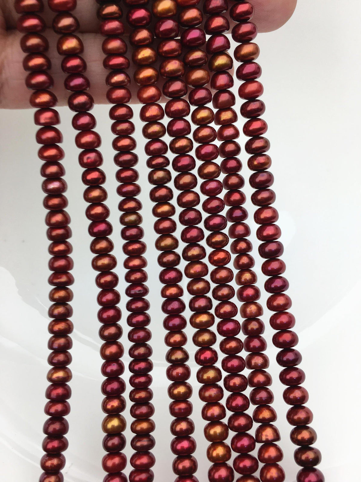 AAA 6-7mm brown red button round freshwater pearls,SM6-T5