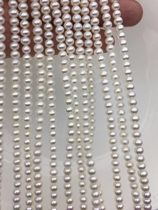 AAA 5-5.5mm white button round freshwater pearls,Rondelle pearl Beads,white freshwater pearl,loose strands,SM5-3A-3
