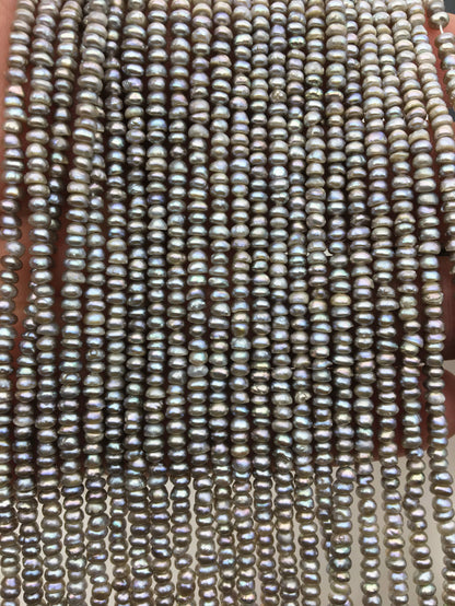 2 strands AA 3-3.5mm gray potato freshwater pearls,gray seed pearl,small size pearls bead ,for pearl necklace,CR3-2A-26