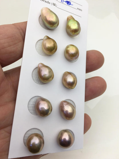 5pairs AAA 10-11mm Natural Bronze baroque drop edison freshwater pearl Pair,top half hole,ED11-3A-2-37