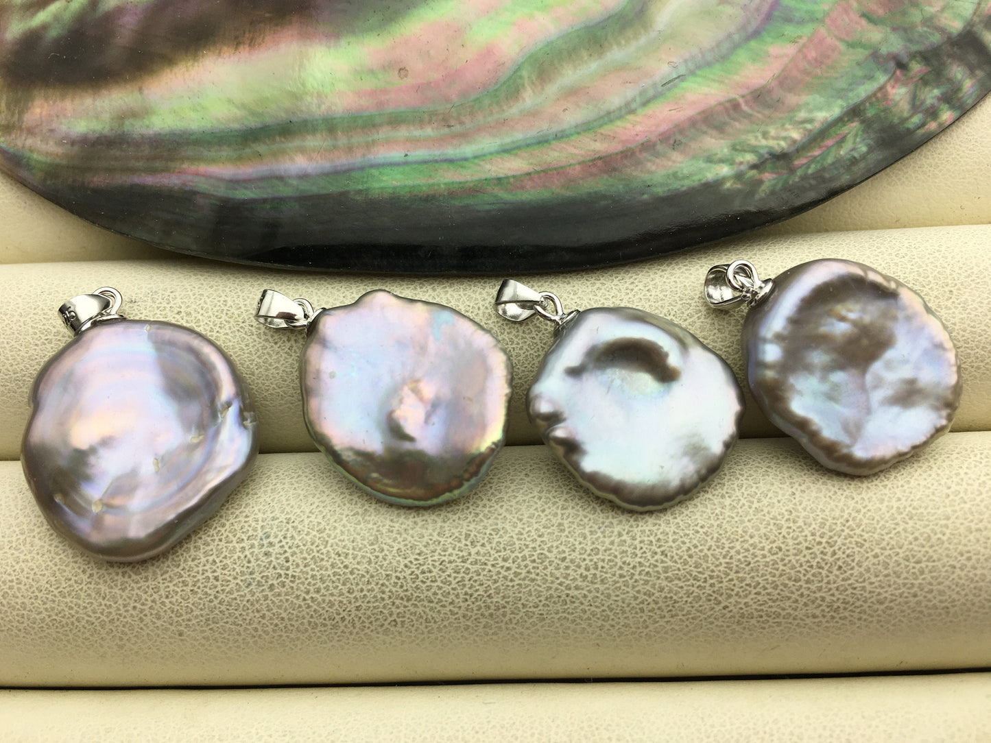 1pc AAA 17-19mm Big Gray keshi pearl pendant necklace,S925 Sterling silver pendant,NC1-007