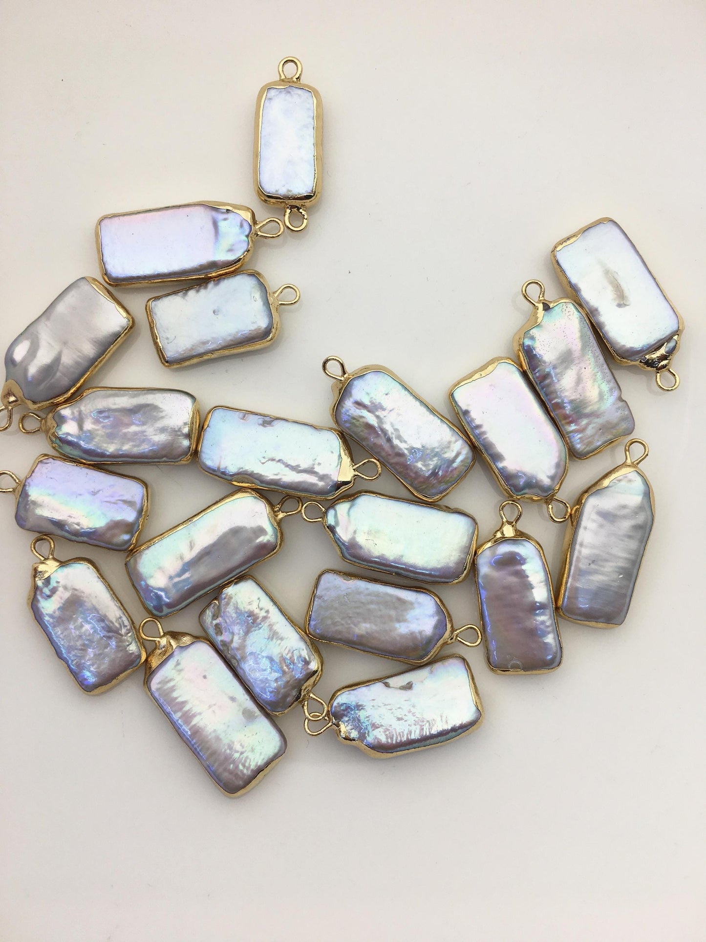 5pcs AA+ 10-12mm Gray block Pearl Pendant with Gold Electroplated Edge for make Earrings bracelet necklace,wen pearl,EDG-021