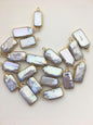 5pcs AA+ 10-12mm Gray block Pearl Pendant with Gold Electroplated Edge for make Earrings bracelet necklace,wen pearl,EDG-021