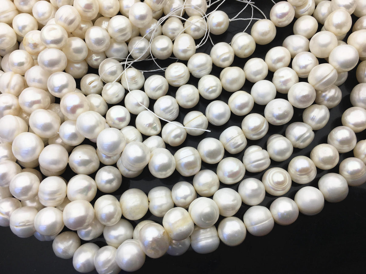 AA 11.3-12.3mm White Big Potato freshwater pearls,White freshwater pearl, pearl strand,big hole pearls, pearls for leather,CR12-2A-7