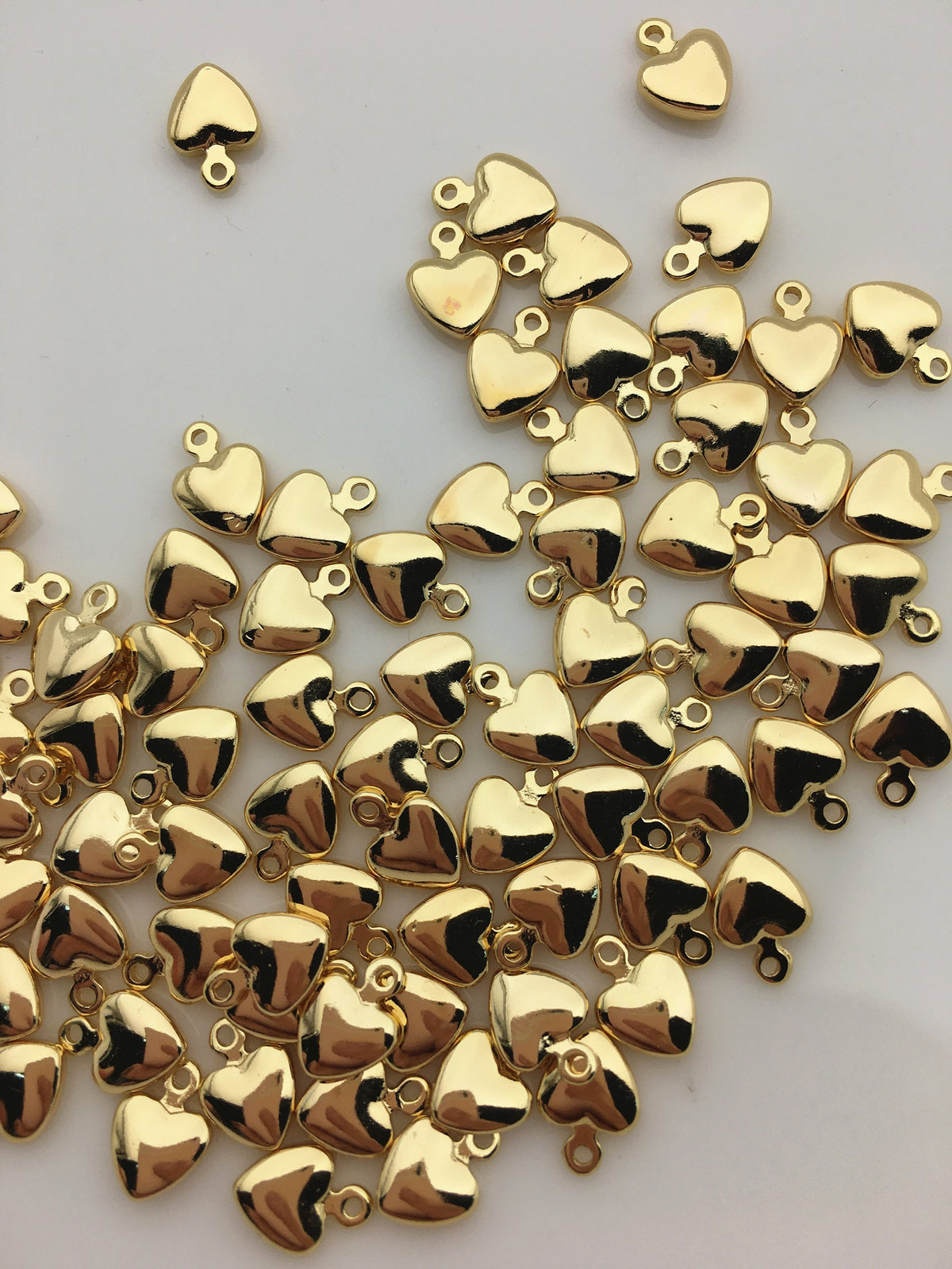 30pcs 6.5mm Yellow Gold Heart for DIY,copper plated 18k gold for make necklace,AAL-003-10