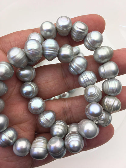 1pc 7 inches 11mm Gray Freshwater pearl Elastic string Bracelet,B8-013