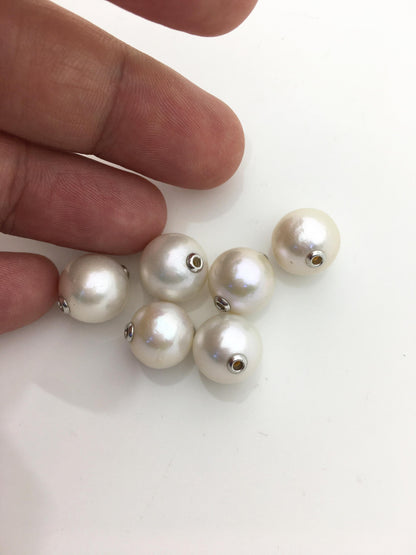 1pc AA+ 11-15mm Sterling Silver White Round Edison Pearl Pendant,NC1-011