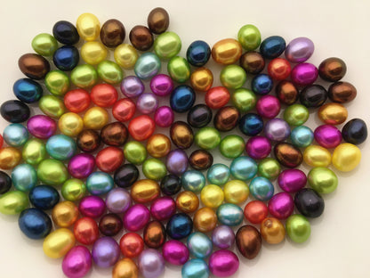 20pcs AAA 6.5-7.5mm*7.5-8.5mm misc color short oval pearl ,for wish pearl ,Bulk wholesale,LR7-3A-81