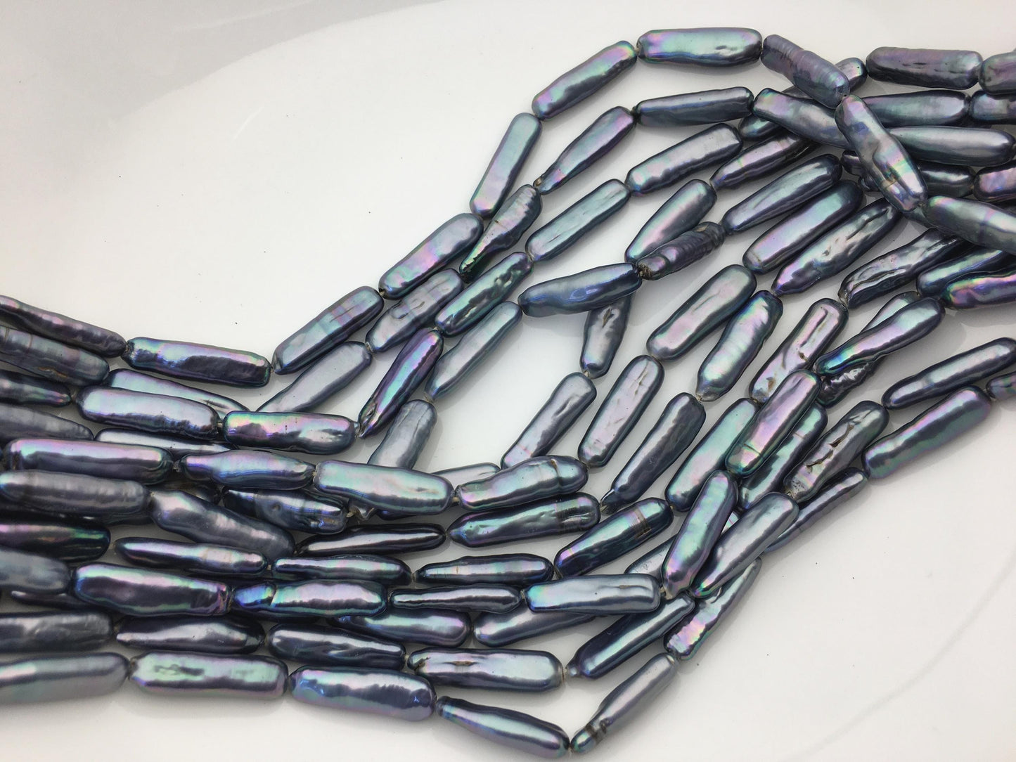 15.5'' AA+ 6-8mm Black Blue rectangle pearls,ZS-80-25-18