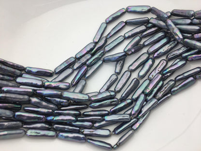 15.5'' AA+ 6-8mm Black Blue rectangle pearls,ZS-80-25-18