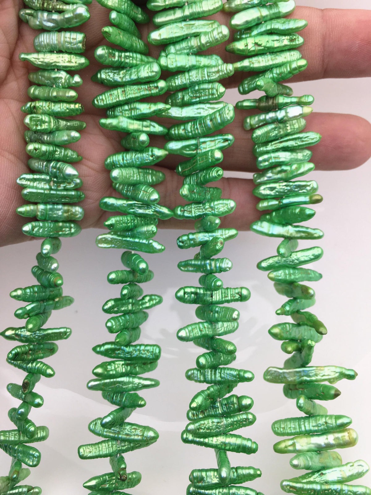 AA 4-5mm green Biwa Keshi Pearl Necklace,Genuine Fresh Water Pearl,Wedding Necklace,Mothers Day,ZS-80-10-49