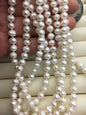57'' AA+ 6mm white potato pearl Necklace,white Pearl necklace,NPN1-069