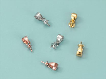 Big Size sterling silver Cup Pearl Bail Pin Pendant for Half-drilled Beads Charms Jewelry Making Accessory,ASL-P-002