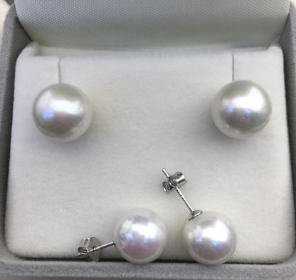 AAA- 10-11mm white round freshwater pearl stud earrings,SE3-T9-36
