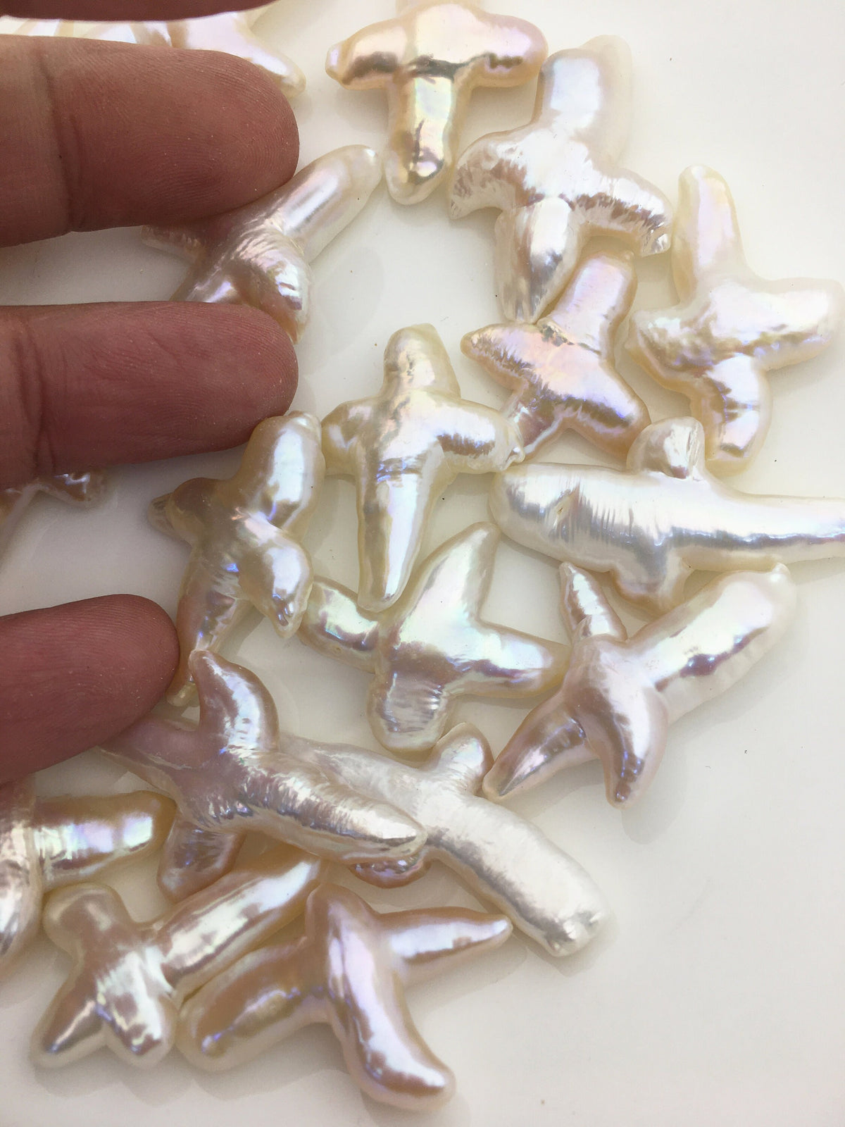 1pc AAA 20-25mm Fat Freshwater Pearl Loose Pearl Bead White Cross Pearl Loose Bead,no hole size,ZS-100-1