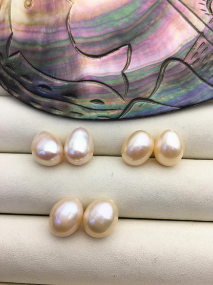 2 pairs AAA 10mm Pink Nugget baroque loose pearl pairs for dangle earrings - 0.9mm top half hole - ZS-103-37-61