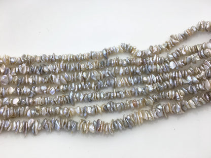AAA/AA+ 5-6mm white with natural gray Keshi pearls,Center drilled,ZS-128-6