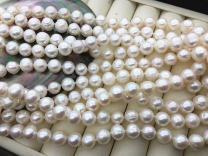 17.5'' AA+ 9mm white potato freshwater pearl Necklace,white Pearl necklace,NPN1-038