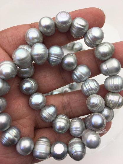 1pc 7 inches 11mm Gray Freshwater pearl Elastic string Bracelet,B8-013