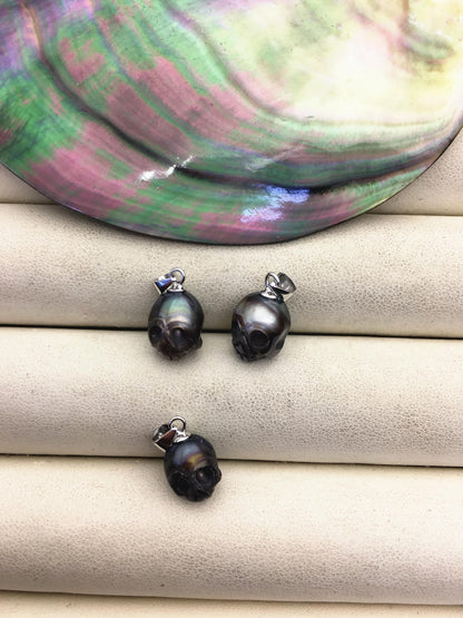 1pc AAA 8-9mm Black HandMade Carved Skull Freshwater Pearl Beads For necklace pendant earrings,DIY pearl,NC1-012-5