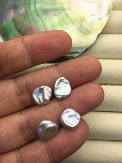 2 pairs AAA 10-11mm Gray keshi pearls Pair,for make stud earrings,baroque pearl,loose pearl beads,ZS-127-62-37