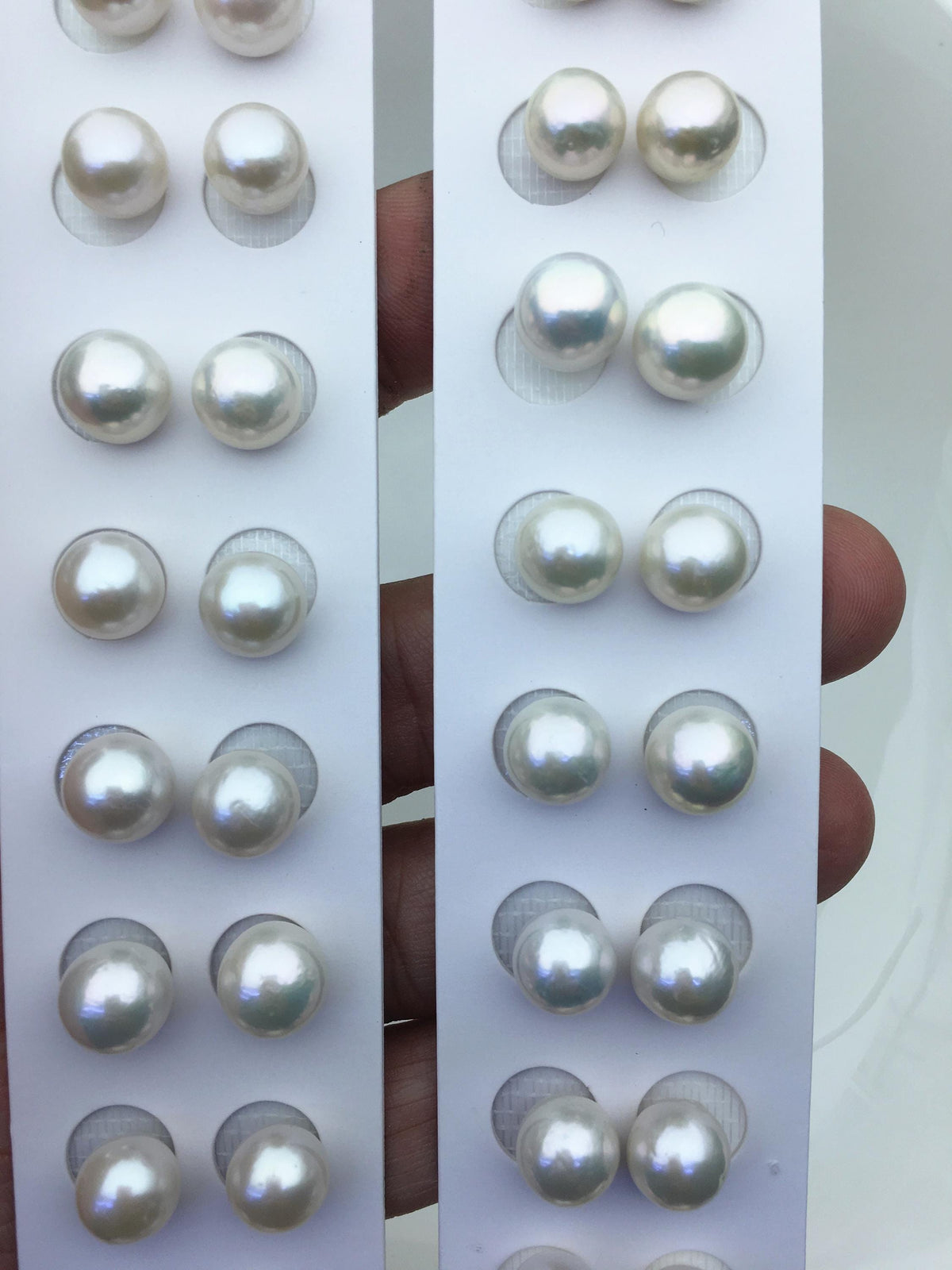 5 pairs AA+ 9-10mm white round freshwater pearls pair,no hole,RP9-3A-5