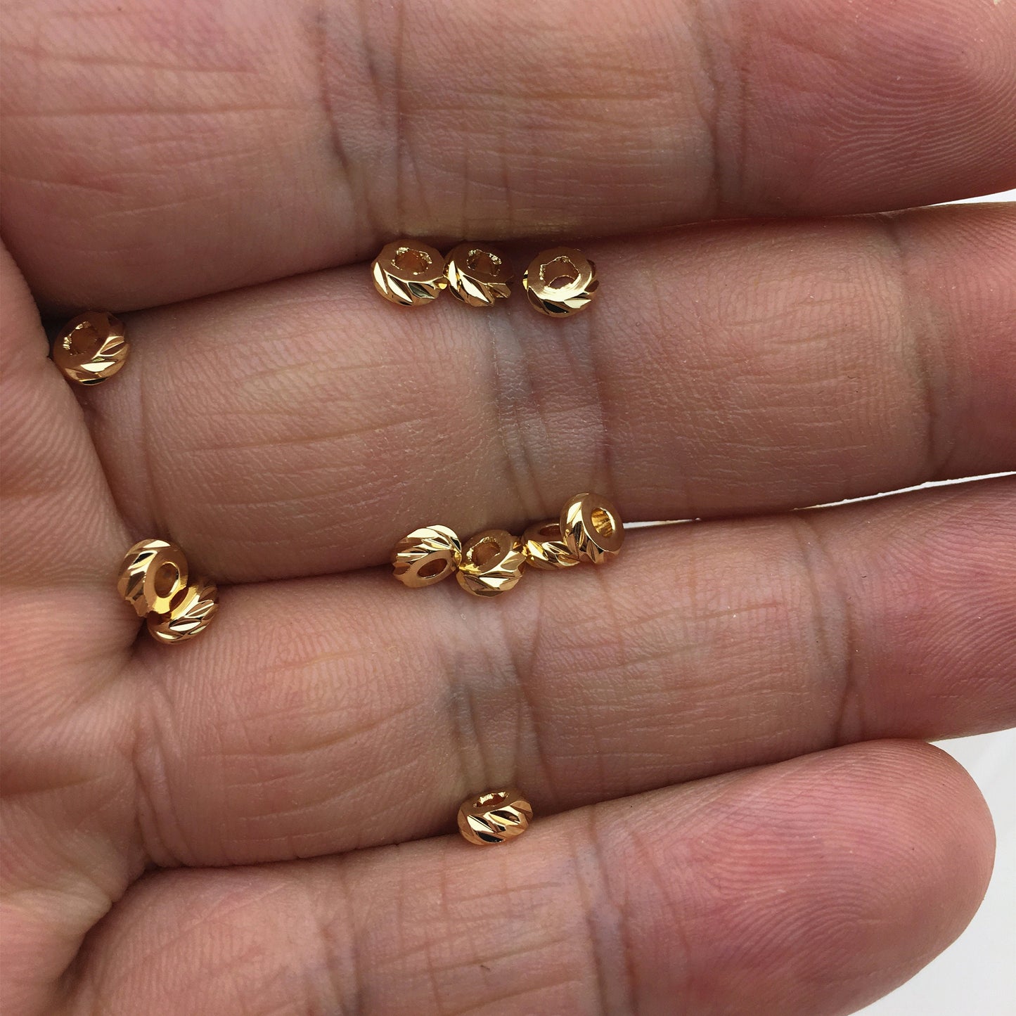 50pcs 5x2mm Yellow Gold Rondelle Gold Beads,copper plated 18k solid gold,AAL-003-14