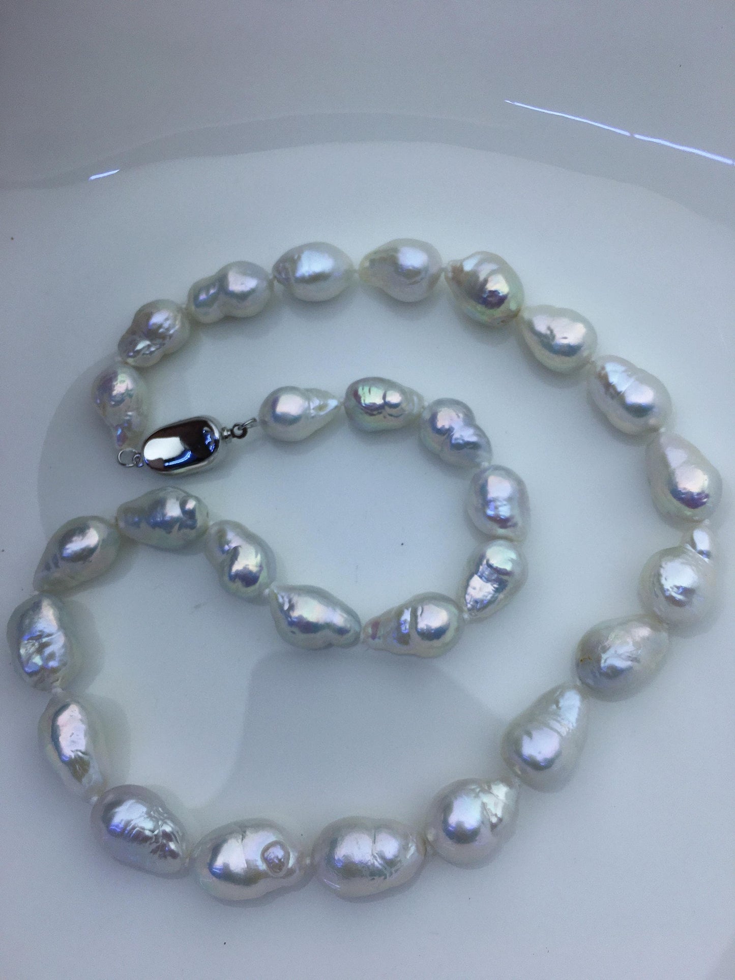 17.5'' AA+ 9-11mm white baroque drop edison freshwater Pearl necklace,genuine Natural Pearl Necklace,NPN1-T30-4