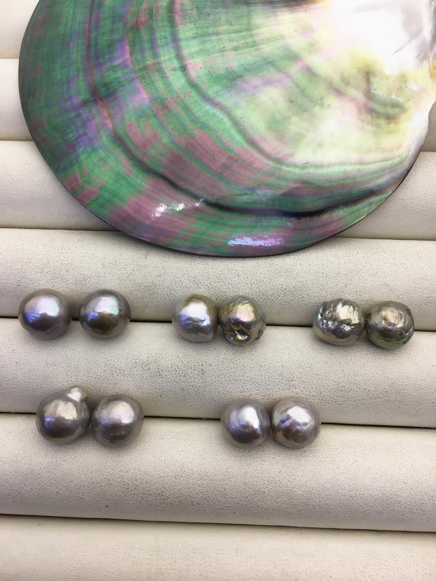 5pairs AAA 10-11mm Gray Bronze baroque edison freshwater pearl Pair,half hole,ED11-3A-2-22