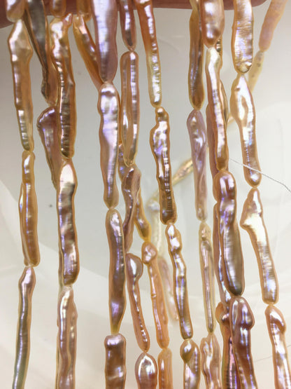 15.5'' AAA 4-6mm natural orange rainbow Toothpick pearls,ZS-80-25-12