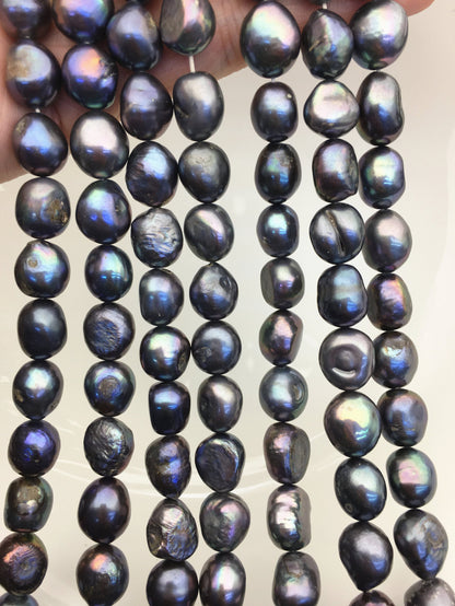 AA 11mm black nugget freshwater pearls,baroque pearl strand freshwater pearls,pearl strand,LM11-T4