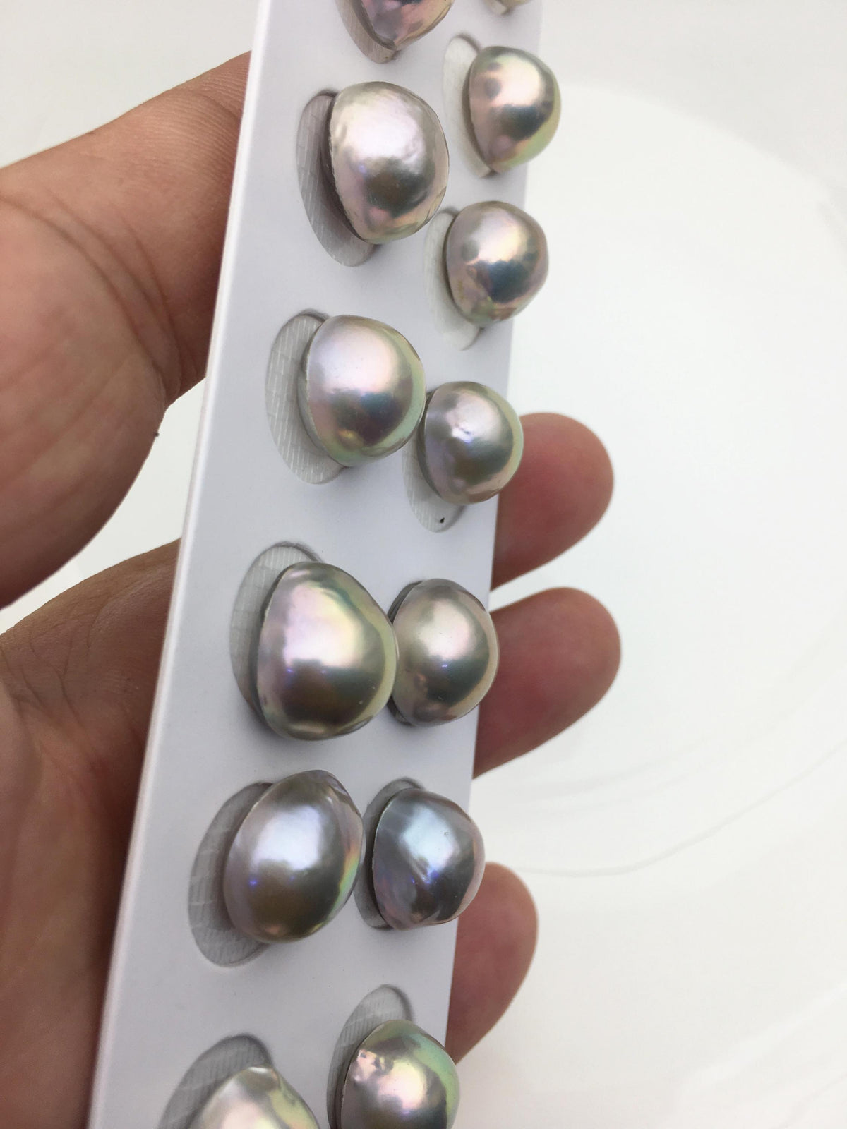 6 pairs AAA 12-13mm Gray Freshwater Mabe Pearl Pair,no hole,Half Ball Button Round Shape,MB-T34