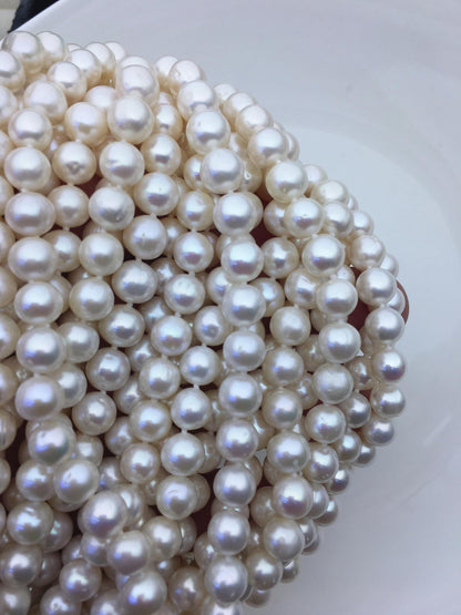 17'' AA+ 8mm white potato near round freshwater pearl Necklace,white Pearl necklace,NPN1-015
