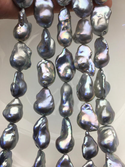 15.5'' AA+ 13-16mm Gray flame ball pearl,FL15-2A-5-25