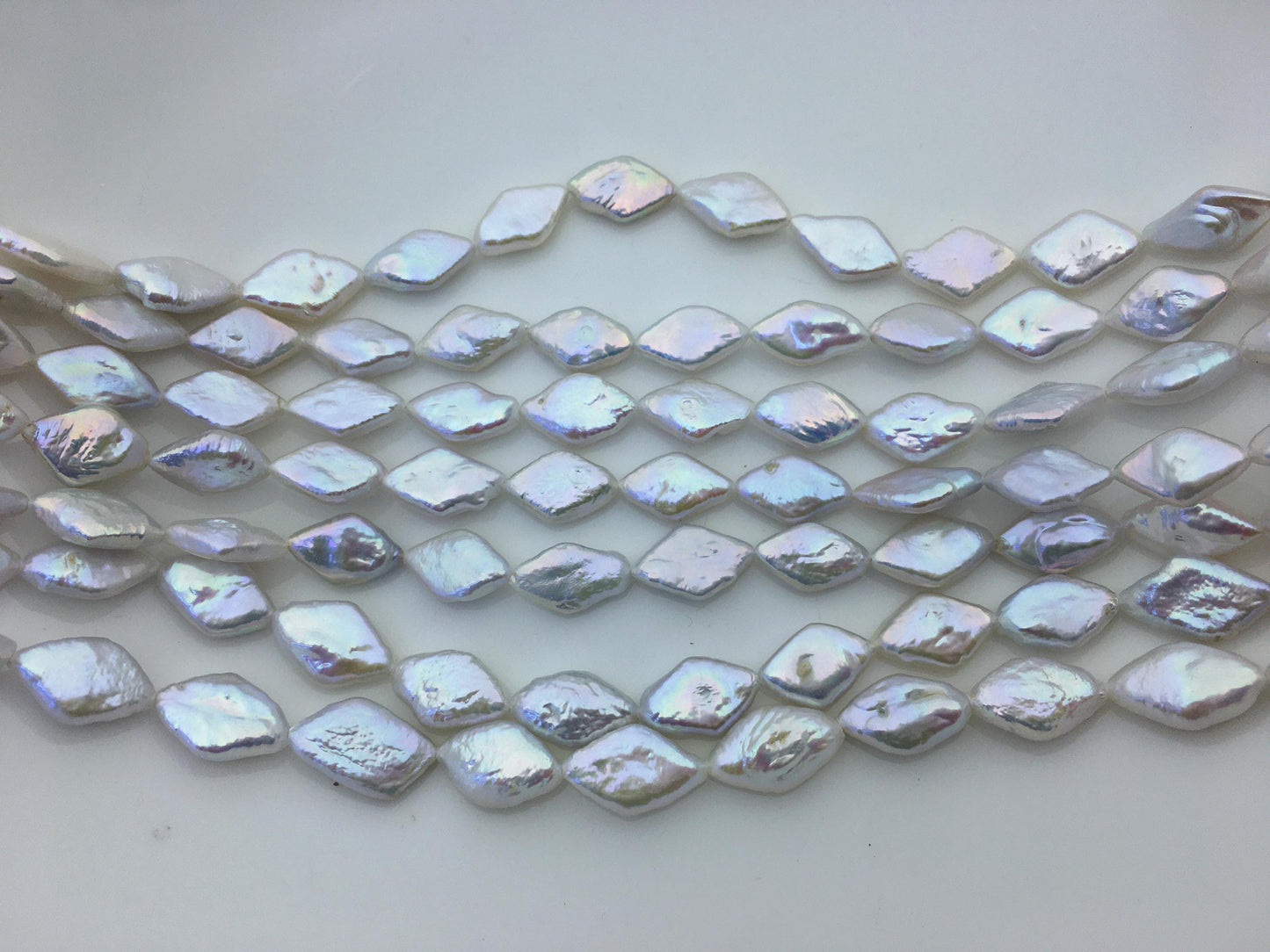 AAA 9-10x13-15mm White diamond Shape Freshwater Pearl,ZS-103-1