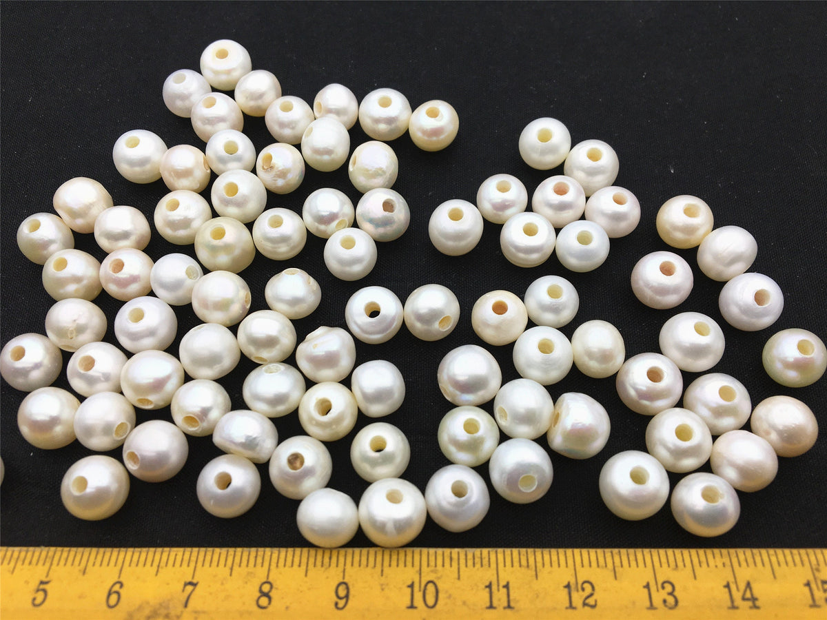 30pcs AA+ 9mm white button freshwater pearls,2.2mm large hole,Rondelle white pearl Beads,30pcs,SM9-2A-11